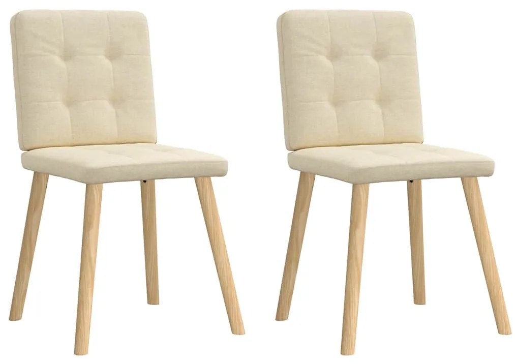 Cadeiras de jantar 2 pcs tecido cor creme