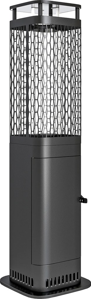 Outsunny Aquecedor de Pellets 6.86 KW com Tubo de Vidro Base Antiderrapante e Grelha Metálica Aquecedor de Pellets sem Fumo 26x26x95 cm Preto | Aosom Portugal