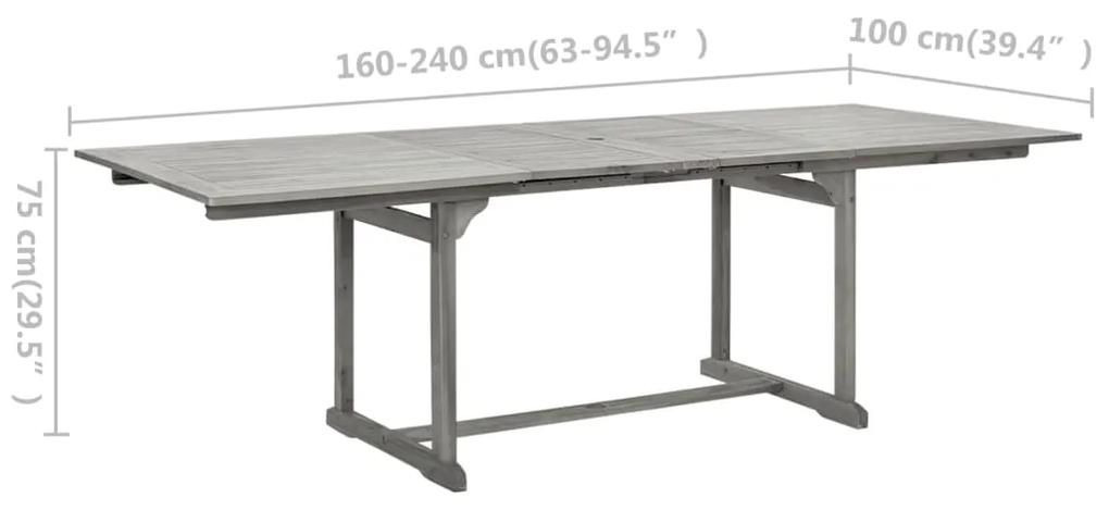 Mesa de jantar p/ jardim (160-240)x100x75 cm acácia maciça