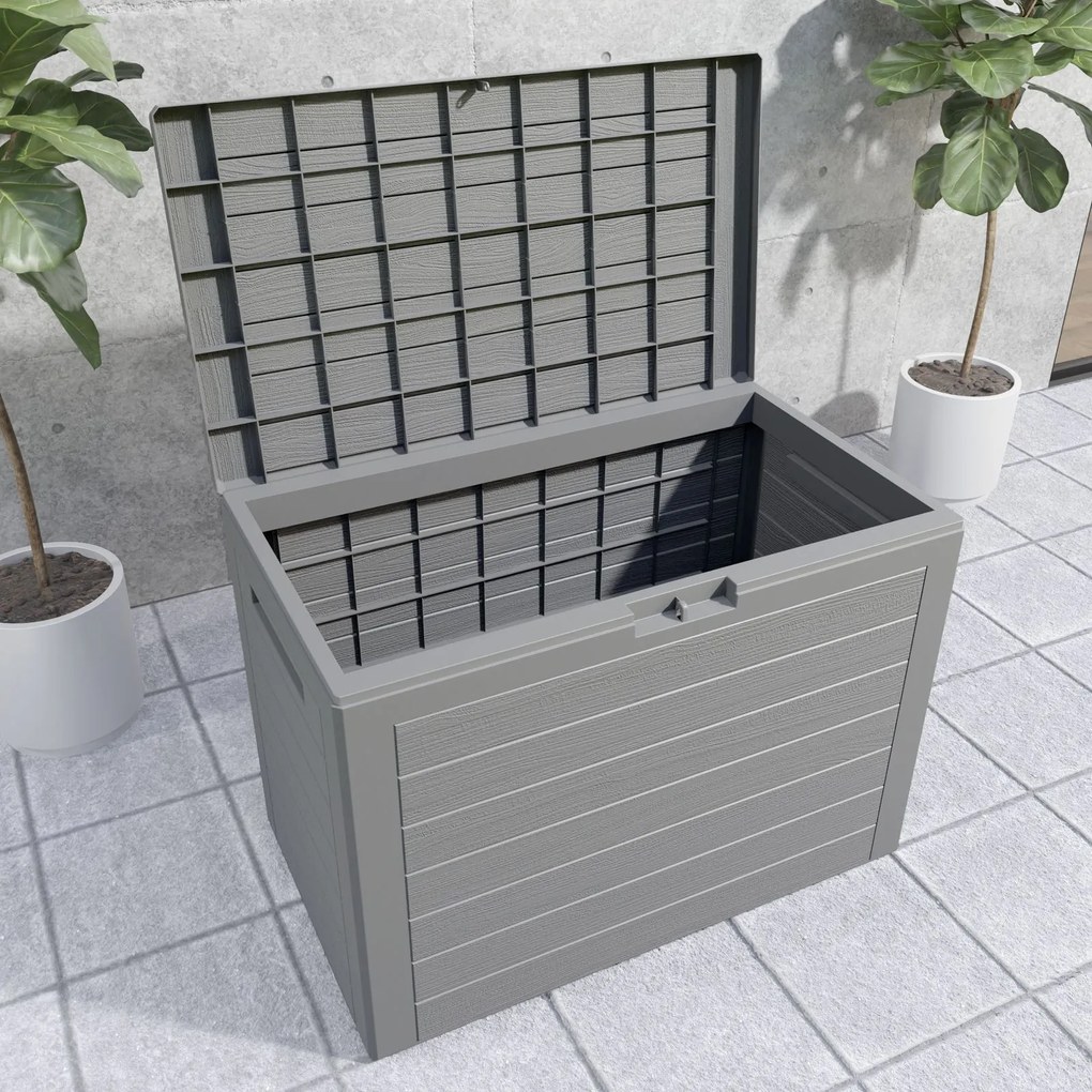Caixa jardim de almofadas Lille 190L 78 x 44 x 55 cm cinzenta
