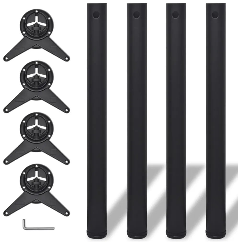 242139 vidaXL 4 pernas de mesa, altura ajustável, preto 710 mm
