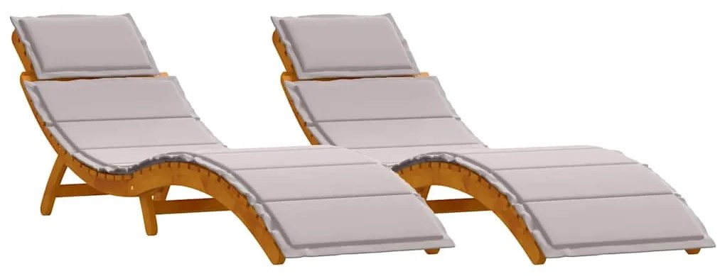 Espreguiçadeiras vidaXL com Almofadas 2 pcs Taupe Madeira Sólida de Ac