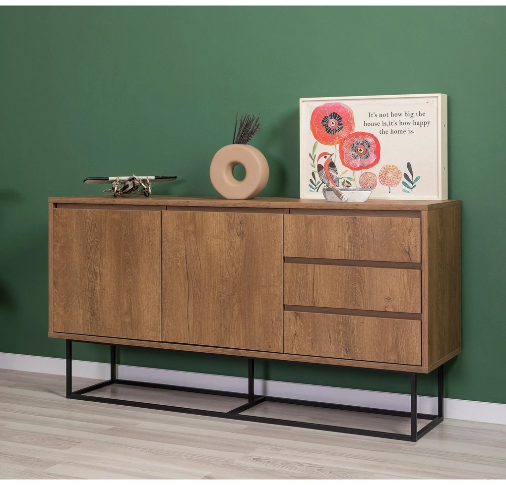 Conjunto de Mobiliário de Sala de Estar Laxus – Noz Preta – Unidade de