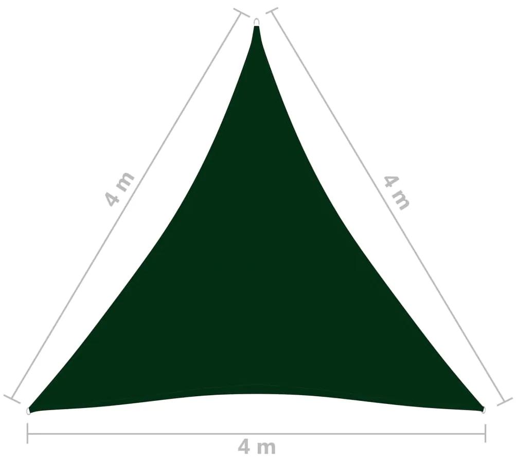 Para-sol vela tecido oxford triangular 4x4x4 m verde-escuro