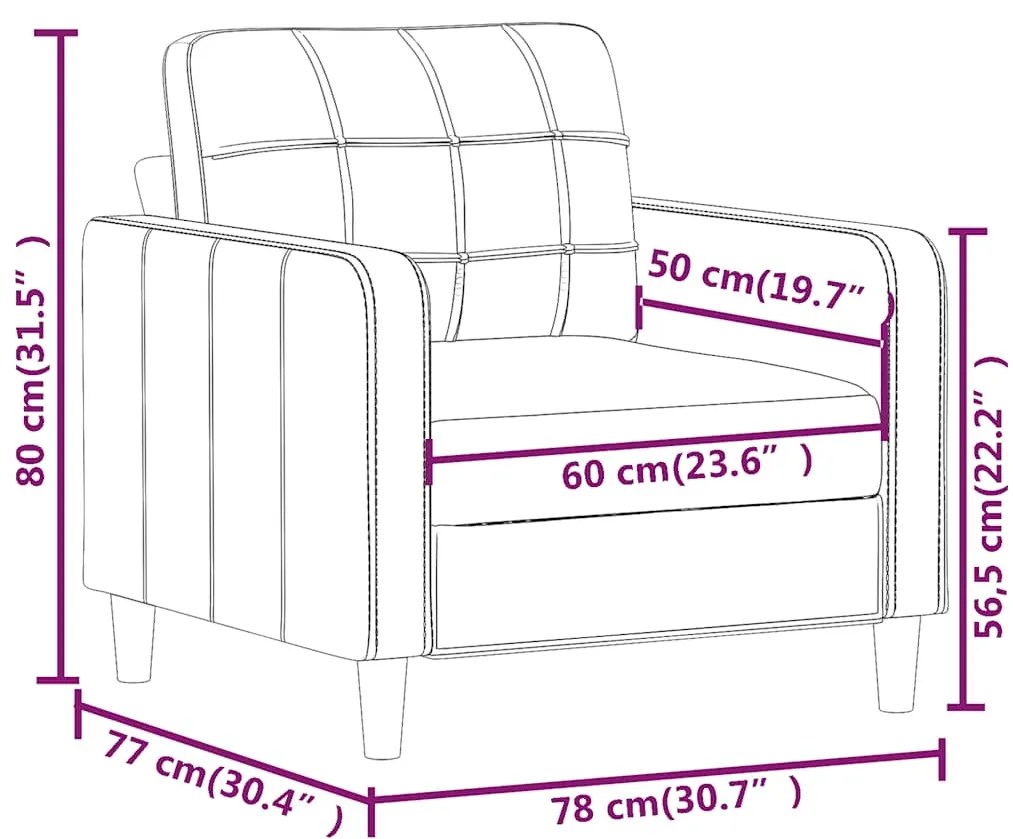 Poltrona 60 cm couro artificial cappuccino