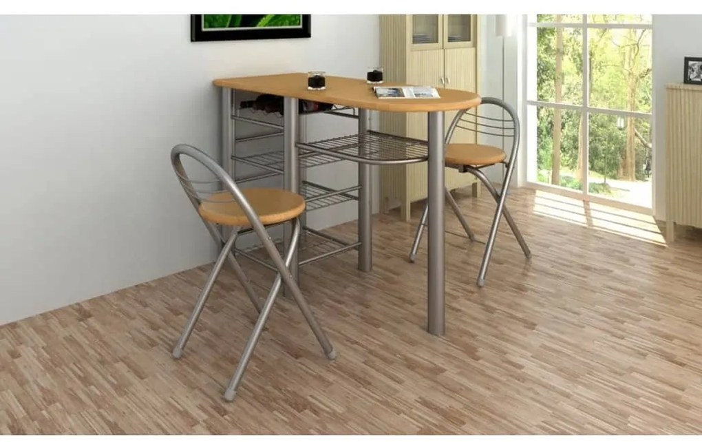vidaXL Conjunto de mesa e cadeiras cozinha/bar madeira