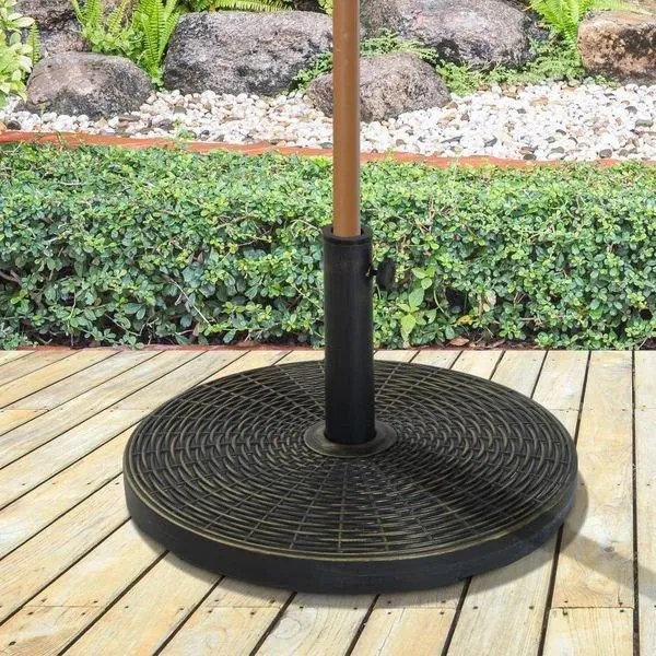 Base para Chapéu de Sol Peso 25 kg de Cimento para Mastros de 35 mm 38mm e 48 mm Ø53x40 cm Preto e Bronze