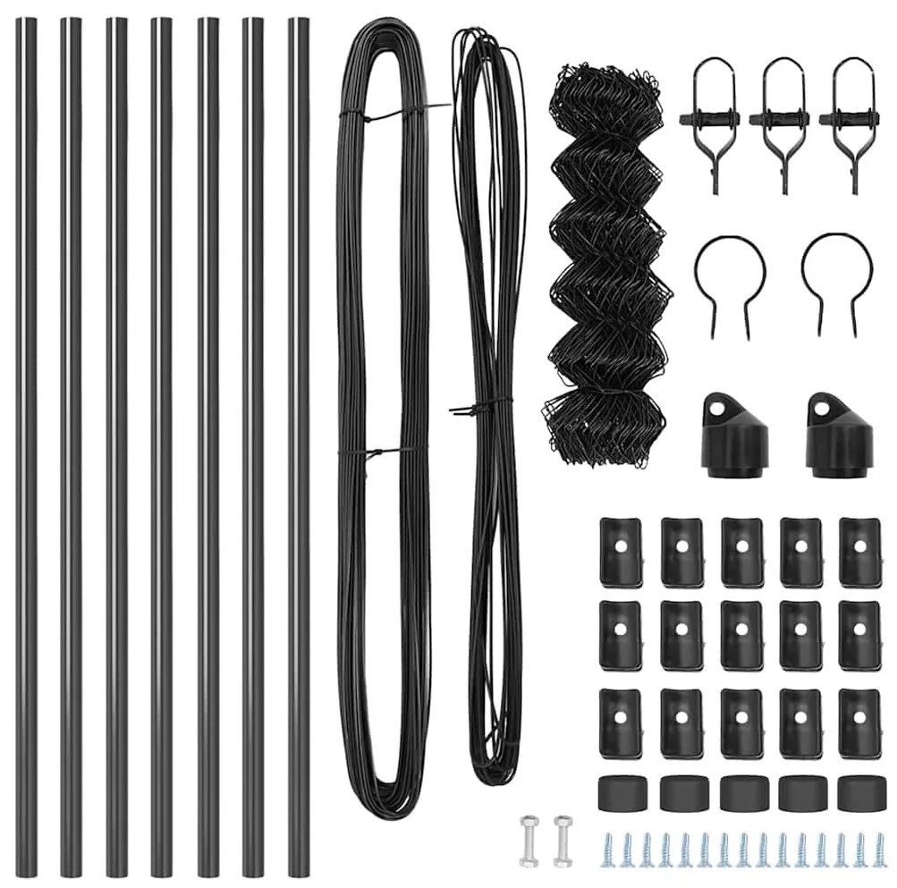 Conjunto de Postes de Cerca Cinzeto 0.8 x 10 m Aço Galvanizado