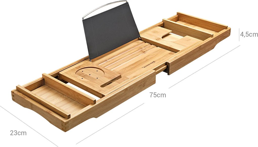 Suporte para banheira em bambu 75-109 x 4,5 x 23 cm cor natural
