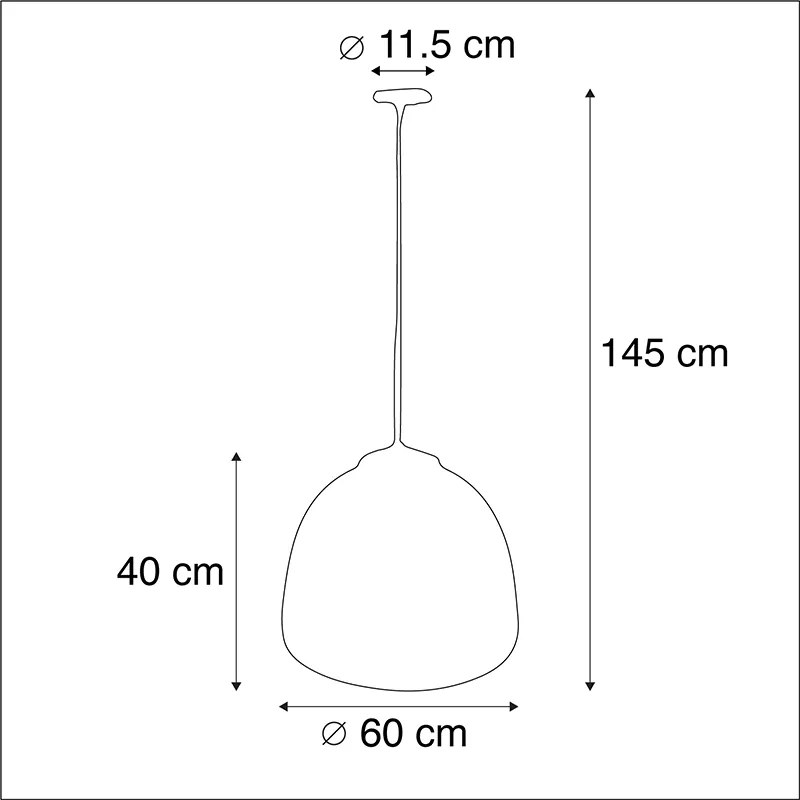 Candeeiro suspenso preto com latão dentro de 60 cm - Hoodi Industrial