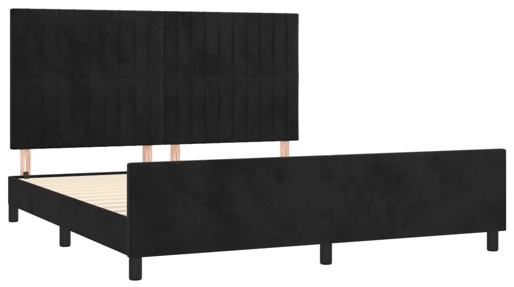 Estrutura de cama c/ cabeceira 160x200 cm veludo preto