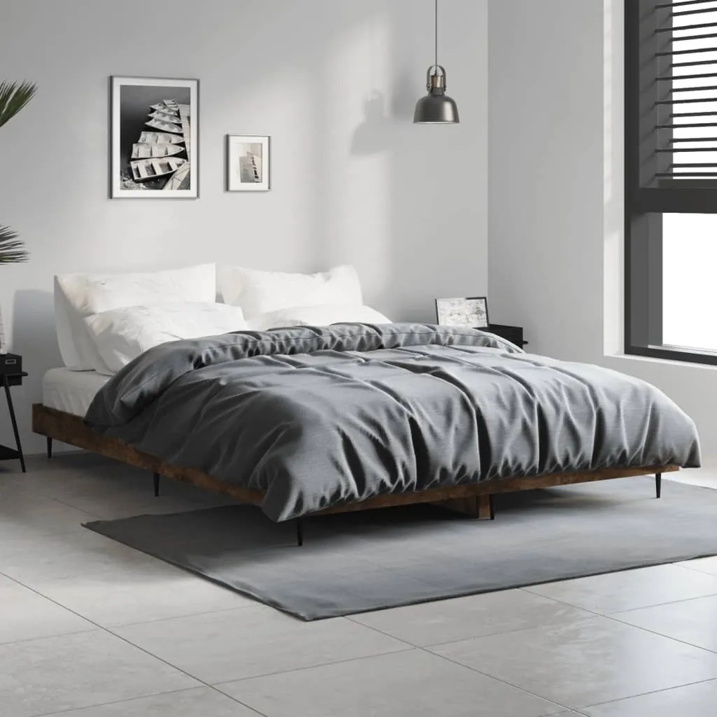 Estrutura cama s/ colchão derivados de madeira carvalho fumado