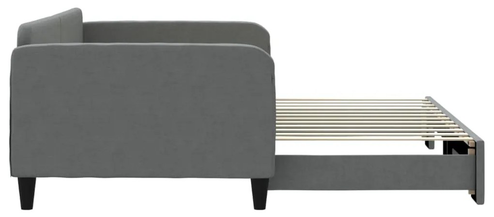 Sofá-cama com gavetão 100x200 cm tecido cinzento-escuro
