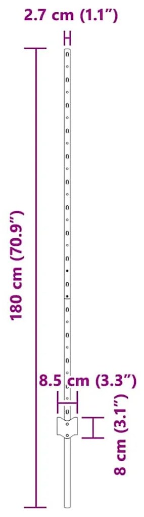 Postes de Cerca 44 pcs Cinzeto 100 x 1.4 m encaixa bem