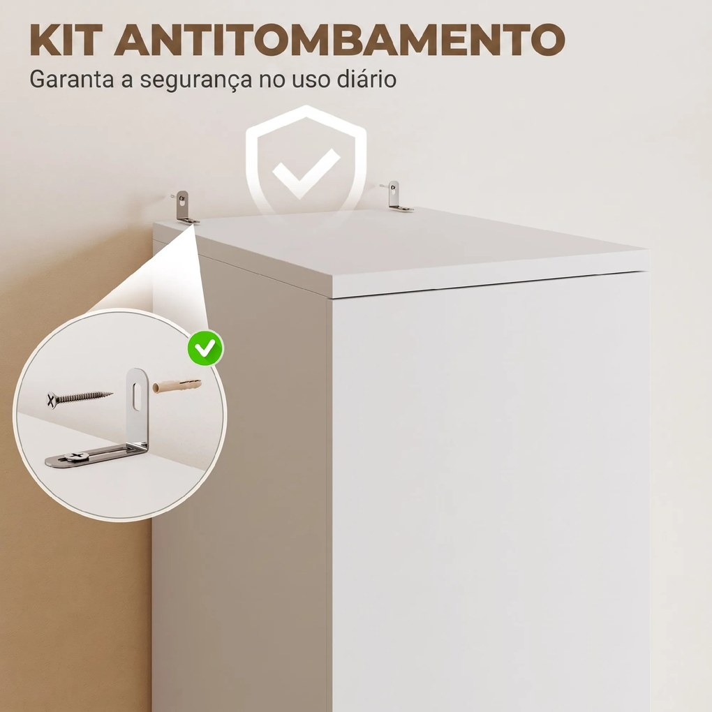 Roupeiro Moderno para Quarto com Barra de Pendurar Gaveta e Prateleira Superior 40x52x170 cm Branco
