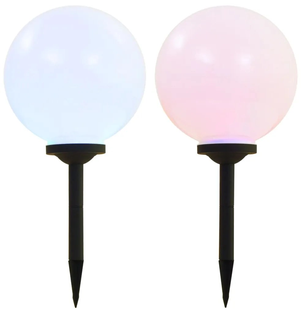 44459 vidaXL Candeeiro solar de exterior LED 2 pcs esférico 30 cm RGB