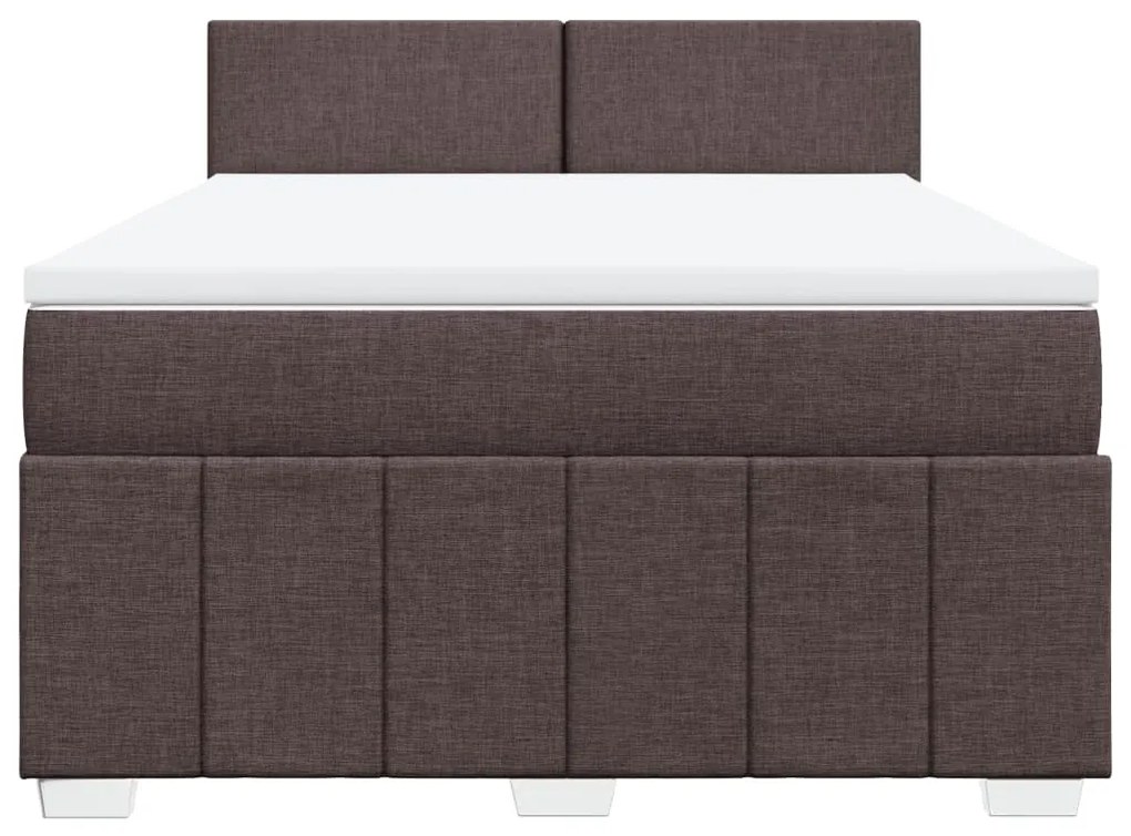Cama com molas/colchão 160x200 cm tecido castanho-escuro