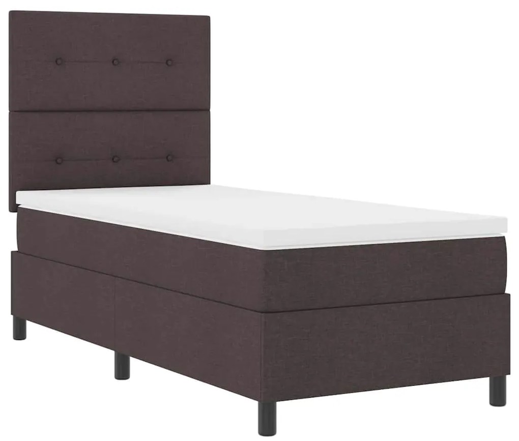 Cama Box Spring com Colchão Castanho 100x200 cm Tecido
