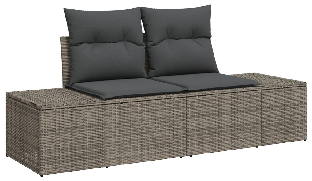 Conjunto de Jantar de Jardim com Almofadas 7 Peças Cinza Rattan Poliés