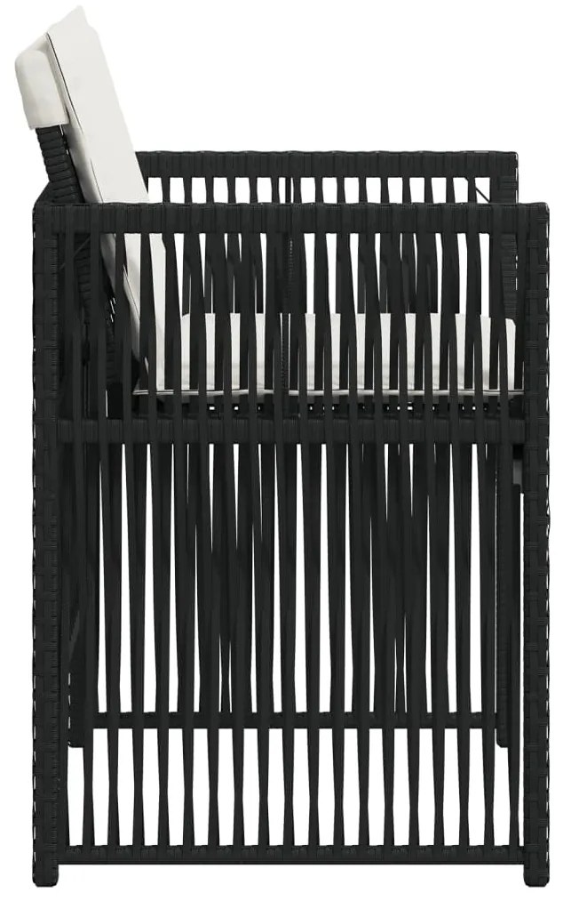 Cadeiras de jardim com almofadões 4 pcs vime PE preto