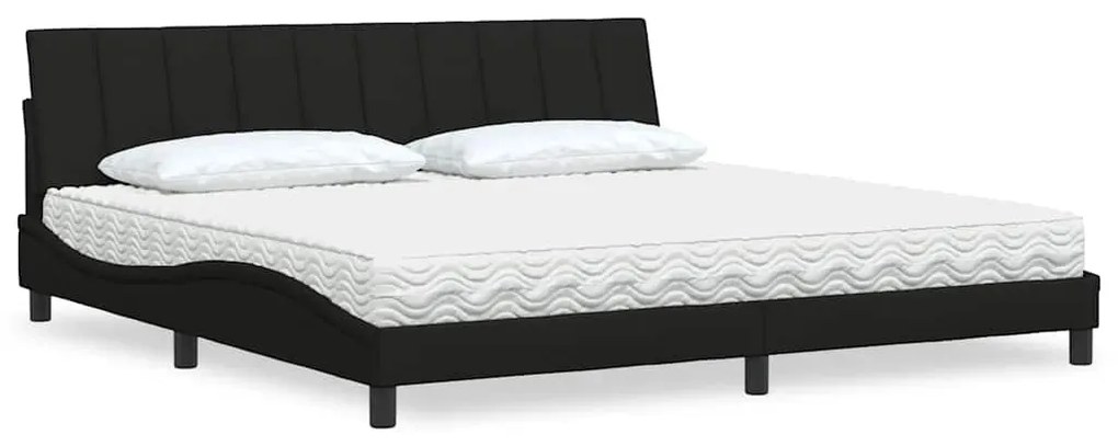 vidaXL Cama com colchão Hanko 200x200 cm tecido preto