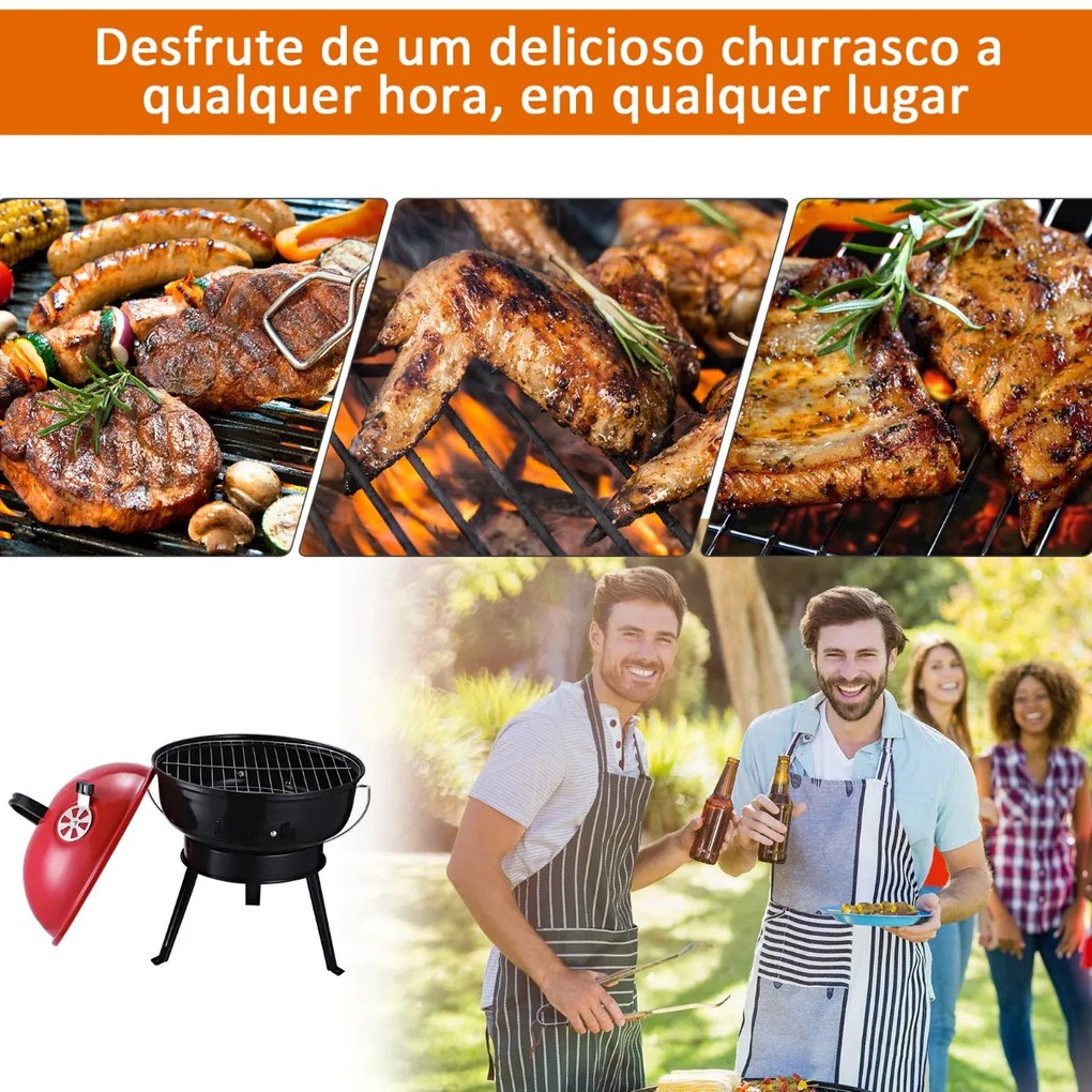 Churrasqueira portátil a carvão com alça Pequeno fumante