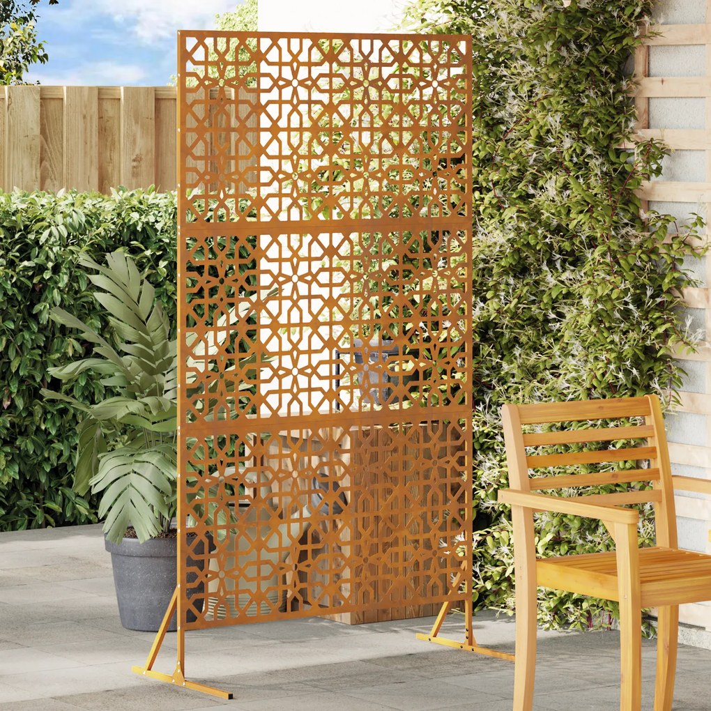 vidaXL Painel de Cerca em Aço Corten Aço corten Médio Padrão Floral