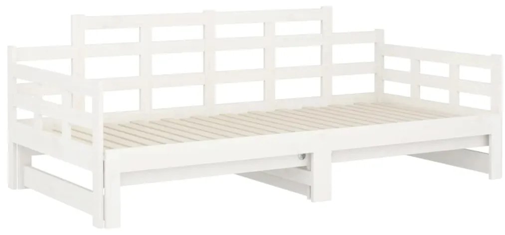 Estrutura sofá-cama de puxar pinho maciço branco 2x(90x190) cm