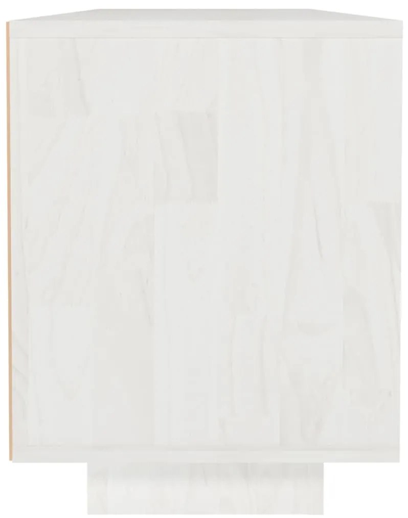 Móvel de TV 110x30x40 cm madeira de pinho maciça branco