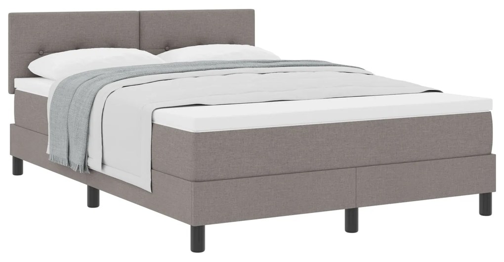 Cama Box Spring com Colchão Taupe 140x200 cm Tecido