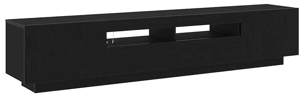 Cabide de TV vidaXL com Luzes LED em Carvalho Preto 200x35x40 cm em Ma