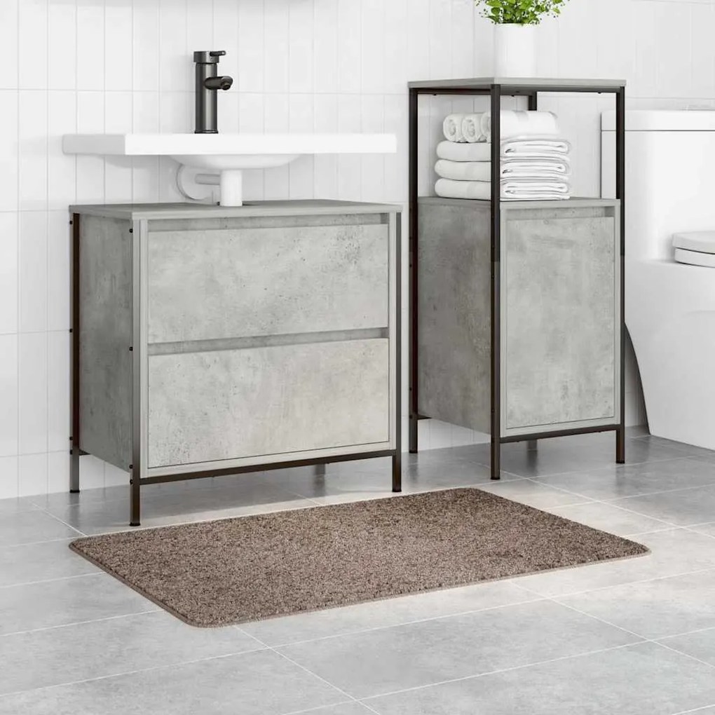 Tapete de Banho Retangular Castanho 60x90 cm Polipropileno Antiderrapa