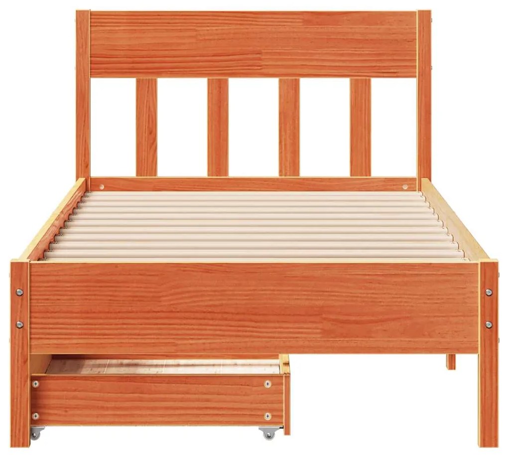 Cama sem colchão 90x190 cm madeira de pinho maciça castanho-mel