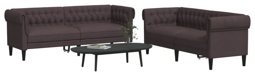 vidaXL 2 pcs conjunto de sofás tecido castanho-escuro