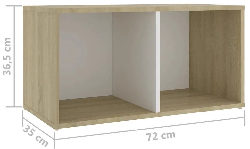 Móveis de TV 2 pcs 72x35x36,5cm contrap. branco/carvalho sonoma