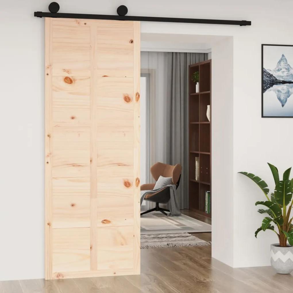 Porta de celeiro 80x1,8x214 cm madeira de pinho maciça