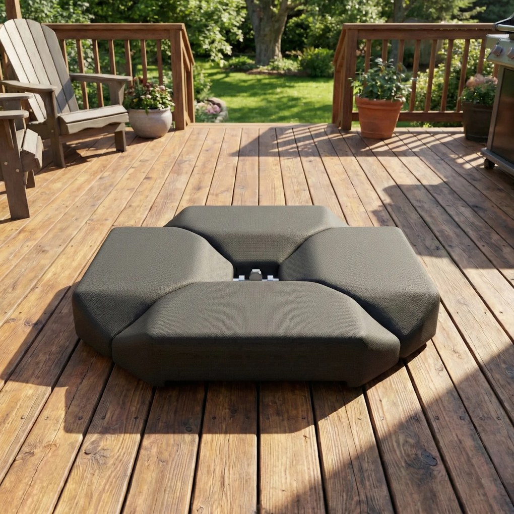 Base para Guarda-sol de 4 peças para Cantilever Suporte para Guarda-sol de HDPE Reenchível com Água 77 kg ou Areia 100 kg