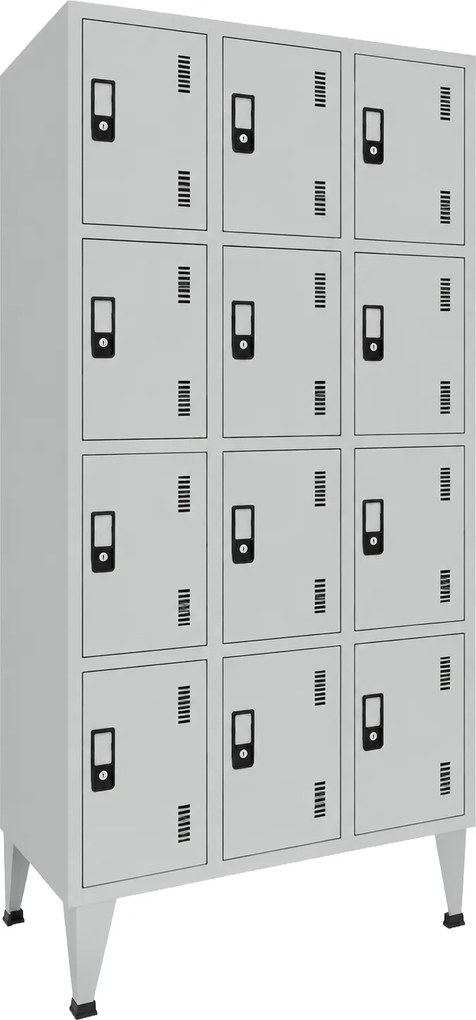 Cacifos Metálicos Triplo Cinza 12 Cacifos 1900x900x500 mm Standard