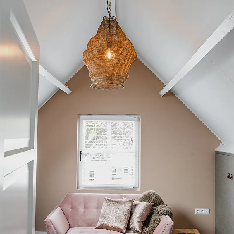 Candeeiro de suspensão oriental dourado 60cm - Nidum