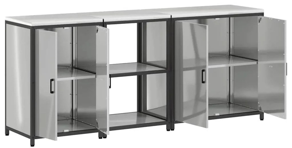Conjunto de Armazenamento de Cozinha com prateleira Outros 3 pcs Prata