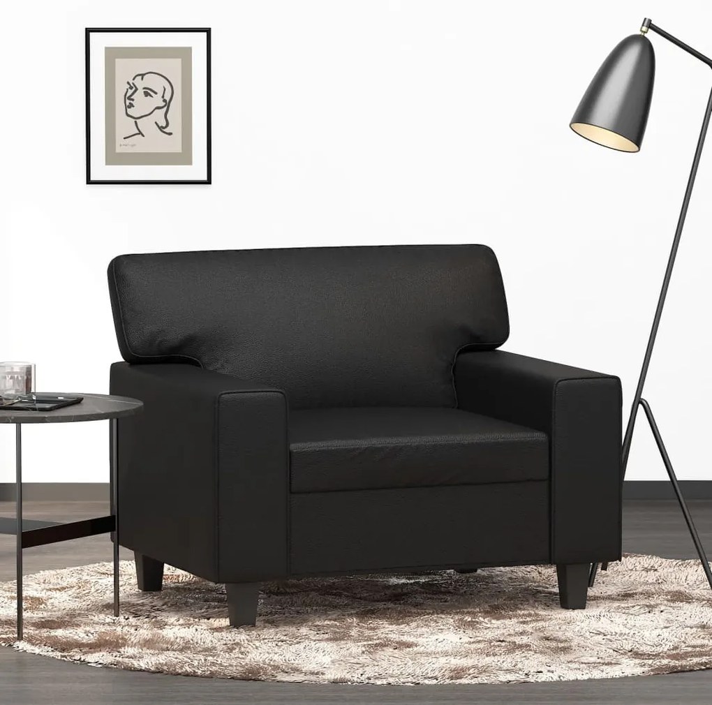 vidaXL Poltrona couro artificial 60 cm preto