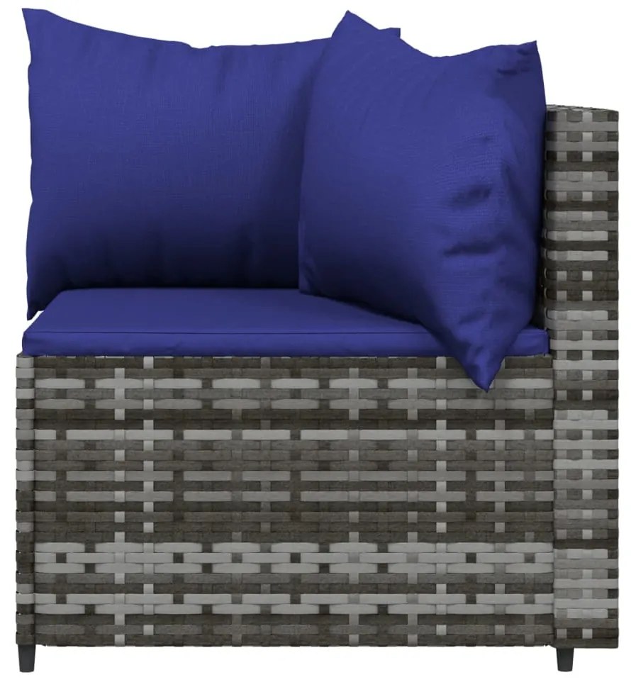 4 pcs conjunto lounge de jardim c/ almofadões vime PE cinzento
