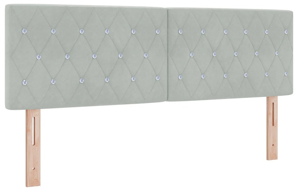 Cama Box Spring com Colchão Cinza Claro 140x200 cm Veludo