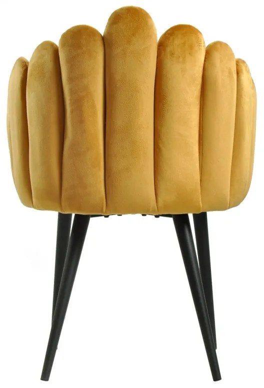 Conjunto 2 Cadeirões Jantar DEVIN, metal, tecido veludo amarelo