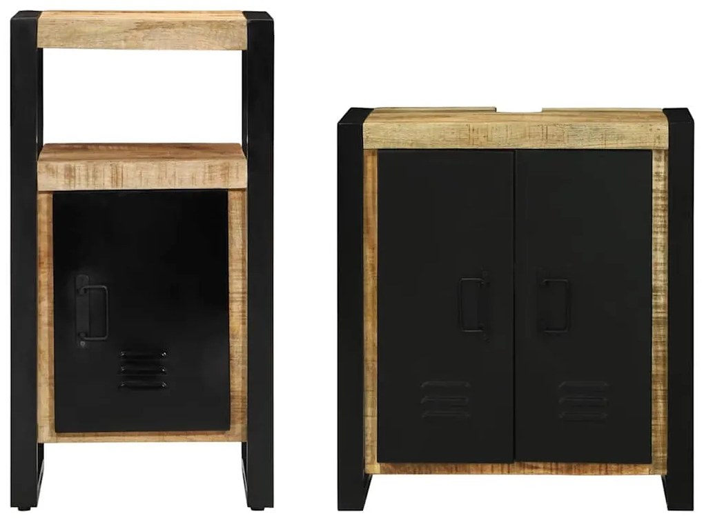 Conjunto de Móveis para Banheiro 2 pcs Madeira de manga rústica