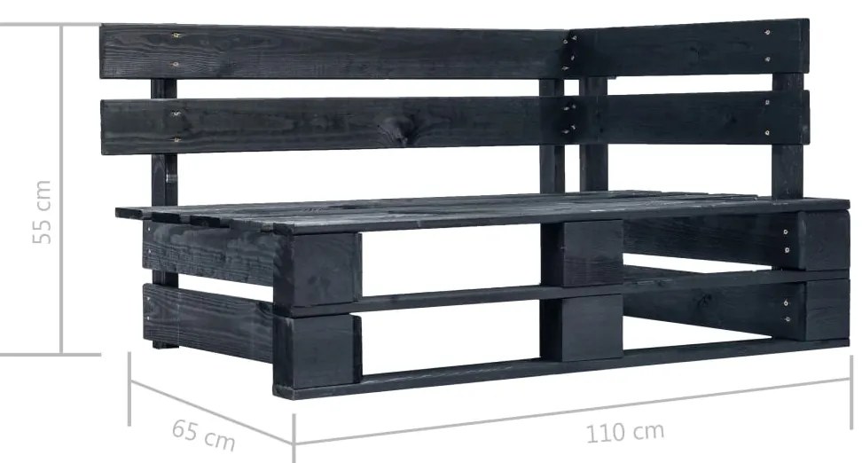 4 pcs conj. lounge paletes c/ almofadões pinho impregnado preto