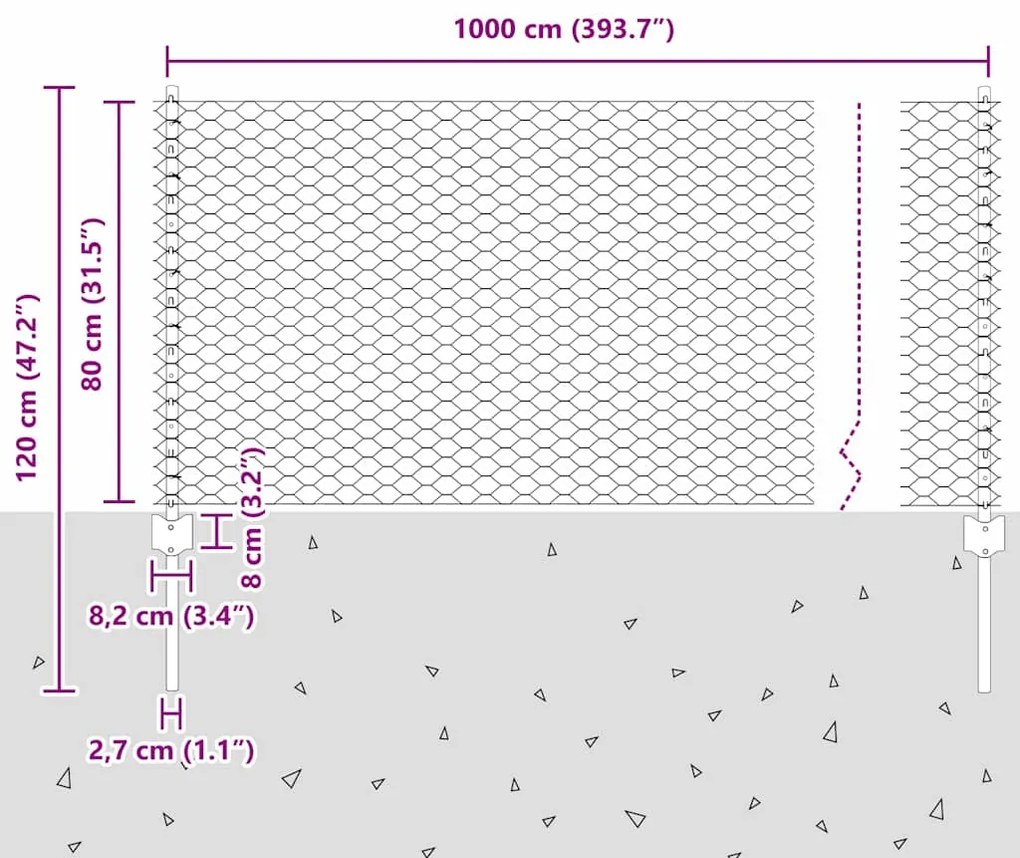 Postes de Cerca vidaXL 5 pcs U-Channel 80 cm Aço Galvanizado
