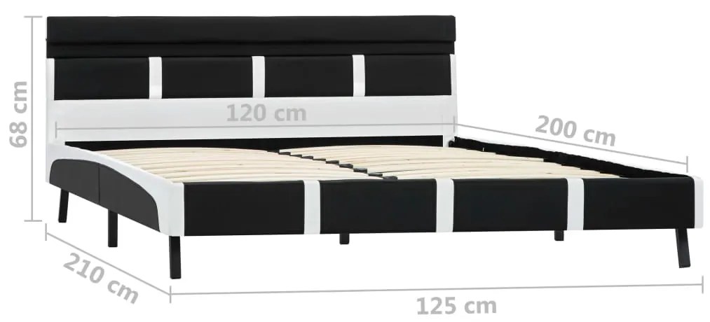 Estrutura de cama c/ LED 120x200 cm couro artificial preto