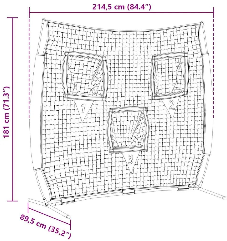 Beisebol &amp; Softbol Preto 214.5 x 89.5 x 181 cm Poliéster