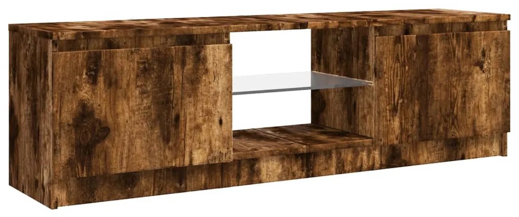 Móvel de TV com luzes LED 120x30x35,5 cm carvalho fumado